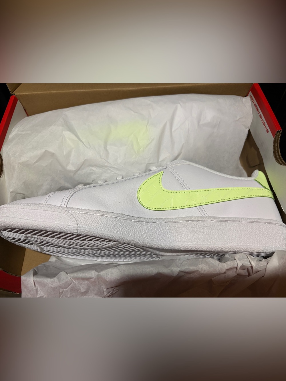 Nike Women’s White Sneaker with Neon Lime Swoosh